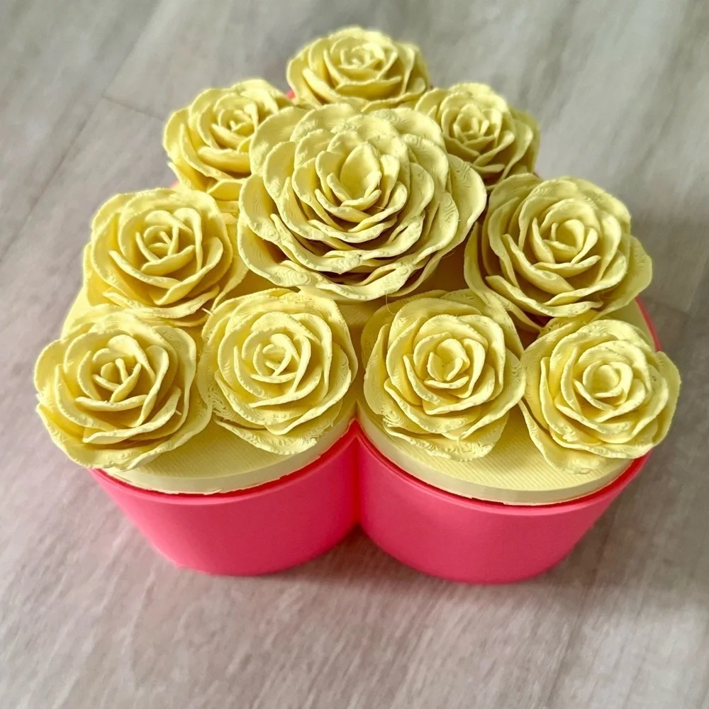 Roses Heart Container Valentine's Day 3D printed jewelry box gift